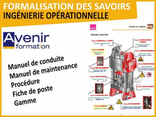 FORMALISATION DES SAVOIRS - DOCUMENTATIONS TECHNIQUES - MANUELS DE CONDUITE ET MAINTENANCE