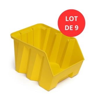 Lot de 9 Bacs DUETTO 42 litres plastique jaune