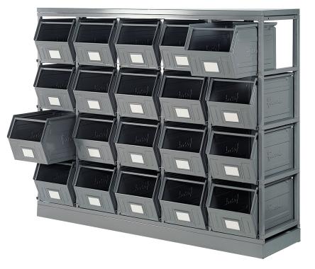 Rack de rangement avec 20 bacs m?talliques vernis 42 litres