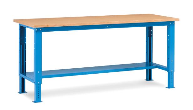 Etabli m?tal Fortis L.2000 mm bois bleu r?glable