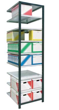 Kit suivant rayonnage pour archives peint Universel H.2500 avec tablettes L.970 x P.700 mm